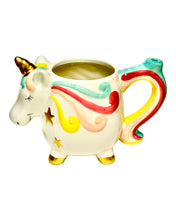 Load image into Gallery viewer, The side of a Roast &amp; Toast Unicorn Ceramic Mug Pipe.
