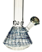 Load image into Gallery viewer, The base of a Colored Ripple Glass Beaker Bong.
