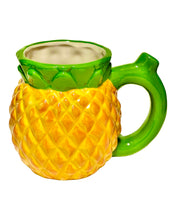 Load image into Gallery viewer, The back of a Roast &amp; Toast Pineapple Ceramic Mug Pipe.
