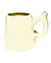 Load image into Gallery viewer, The back of a Roast &amp; Toast Ghost Ceramic Mug Pipe.
