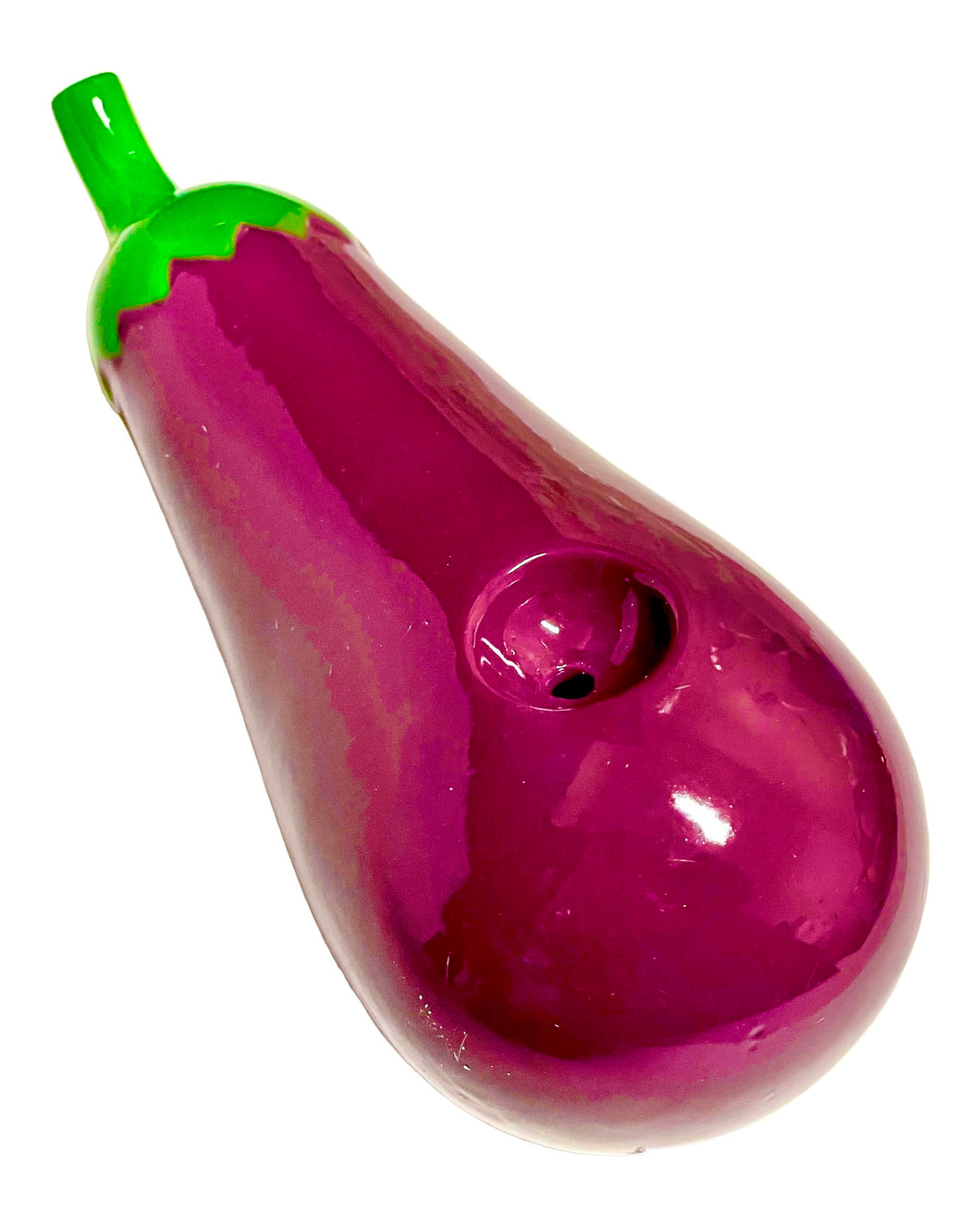 A Roast & Toast Thick Eggplant Ceramic Hand Pipe.