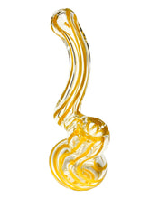 Load image into Gallery viewer, A yellow Mini Colored Stripe Bubbler.
