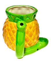Load image into Gallery viewer, The handle of a Roast &amp; Toast Pineapple Ceramic Mug Pipe.
