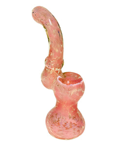 A pink Full Color Frit Drop Bubbler.