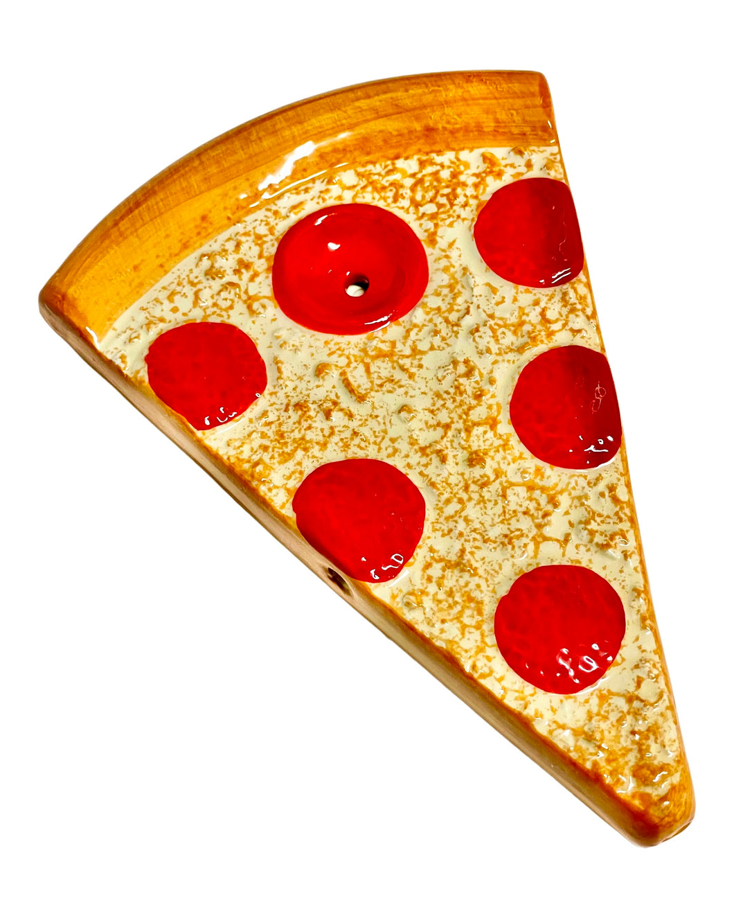 A Roast & Toast Pizza Slice Ceramic Hand Pipe.