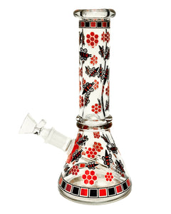 A Black and Red Beehive Beaker Bong.