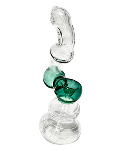 A teal Clear Lined Glass Bubbler. 