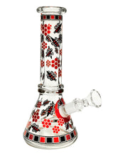Load image into Gallery viewer, A Black and Red Beehive Beaker Bong.
