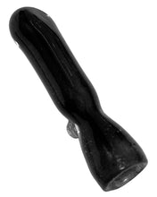 Load image into Gallery viewer, A black Frit Dot Glass Chillum Pipe.
