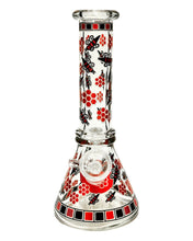 Load image into Gallery viewer, A Black and Red Beehive Beaker Bong.
