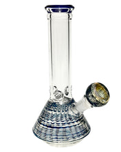 Load image into Gallery viewer, A Colored Ripple Glass Beaker Bong.
