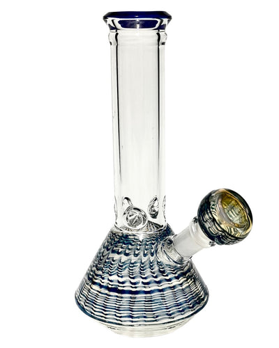 A Colored Ripple Glass Beaker Bong.