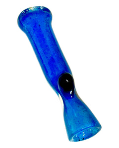 A blue Frit Dot Glass Chillum Pipe.