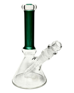 A green Color Straight Neck Beaker Bong.