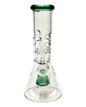 Load image into Gallery viewer, A teal Shower Head Cone Beaker Dab Rig.
