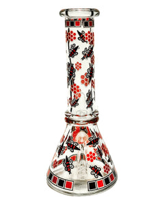 A Black and Red Beehive Beaker Bong.