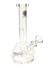 Load image into Gallery viewer, An Encore Fixed Stem Bubble Bong with purple decals.
