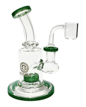 Load image into Gallery viewer, A green Encore Color Showerhead Dab Rig.
