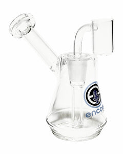 An Encore Mini Pyramid Bubbler Rig with blue logo.