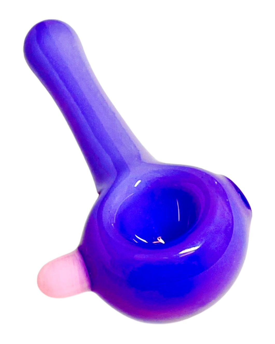 A purple Sexy Color Dot Spoon Pipe with pink dot accent.