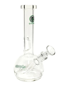 An Encore Fixed Stem Bubble Bong with green decals.