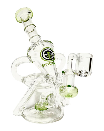 A green-colored Encore Ray Gun Recycler Dab Rig.