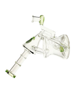 A green-colored Encore Ray Gun Recycler Dab Rig.