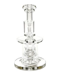 The front of a TKO Clear Popped Hole Dab Rig.