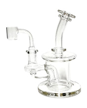 Load image into Gallery viewer, The side of a TKO Clear Popped Hole Dab Rig.
