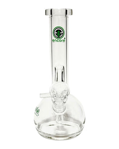An Encore Fixed Stem Bubble Bong with green decals.