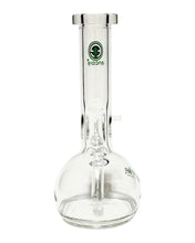 Load image into Gallery viewer, The back of an Encore Fixed Stem Bubble Bong with green decals.
