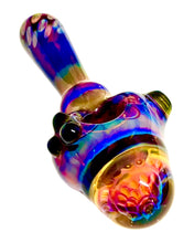 Load image into Gallery viewer, A blue TKO Glassworks Floating Honeycomb Fumed Color Spoon.
