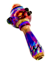 Load image into Gallery viewer, A blue TKO Glassworks Floating Honeycomb Fumed Color Spoon.
