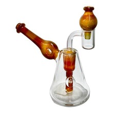 Load image into Gallery viewer, An Amber Purple Business Class Ripper Dab Rig by American artist Minguez Glass.

