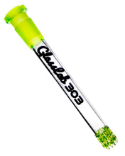 Load image into Gallery viewer, A Green Elvis Glasslab 303 Colored Downstem.
