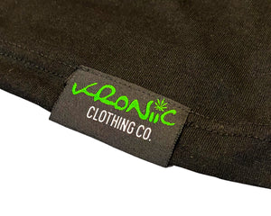 Logo tag of a Kroniic Clothing Flower Green Elemental Hemp Pocket Tee with Joint Holder.