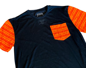 Kroniic Clothing Fire Orange Elemental Hemp Pocket Tee with Joint Holder.