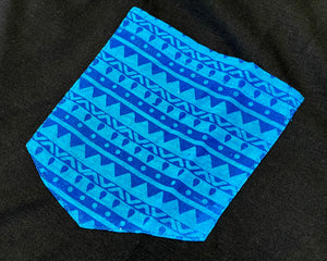 Pocket of a Kroniic Clothing Water Blue Elemental Hemp Pocket Tee with Joint Holder.