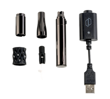 Load image into Gallery viewer, A Puffco Plus Black Kit, including a black Puffco Plus electronic dab vaporizer pen, a black grip, and a charger.
