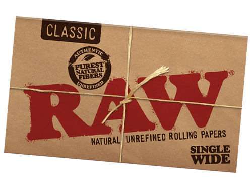 A pack of Raw Classic Single Wide Rolling Papers.