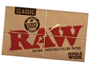 A pack of Raw Classic Single Wide Rolling Papers.