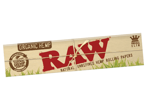 A pack of Raw Organic Hemp Kingsize Slim Rolling Papers.