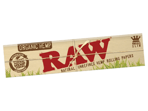 A pack of Raw Organic Hemp Kingsize Slim Rolling Papers.