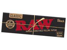 Load image into Gallery viewer, Raw Black 1 1/4 Classic Rolling Papers
