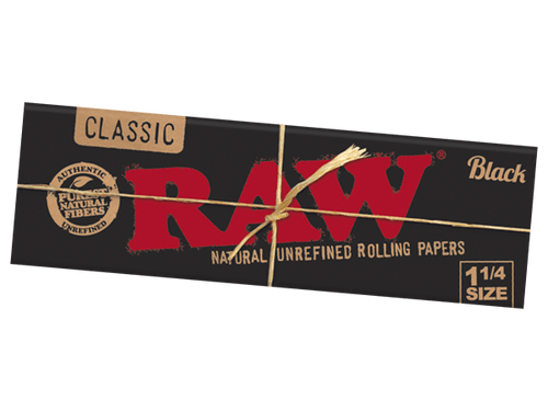 A pack of Raw Black 1 1/4 Classic Rolling Papers.