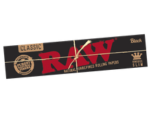 Load image into Gallery viewer, A pack of Raw Black Kingsize Slim Classic Rolling Papers.
