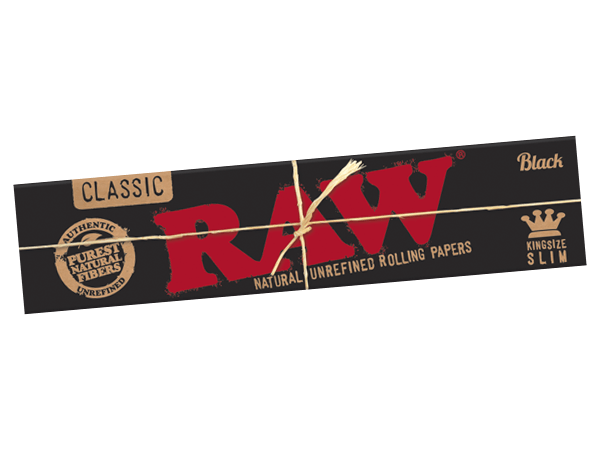 A pack of Raw Black Kingsize Slim Classic Rolling Papers.