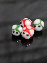 Load image into Gallery viewer, Two Handmade Super Mario Mushroom Terp Pearl Sets, created by Byte Glass.
