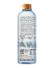 Load image into Gallery viewer, Back of a 12 oz bottle of Piece Water Solution
