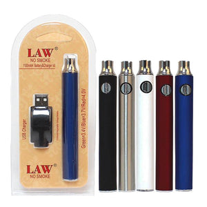 LAW No Smoke 510 Battery and Charger Kit Smoke Glass Vape LAW No Smoke 510 Battery and Charger Kit Smoke Glass Vape